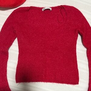 Zara Women's V-Neck Red Sweater